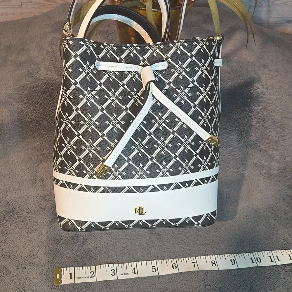 Lauren Ralph Lauren Heritage Debby II Drawstring Bag Black/White